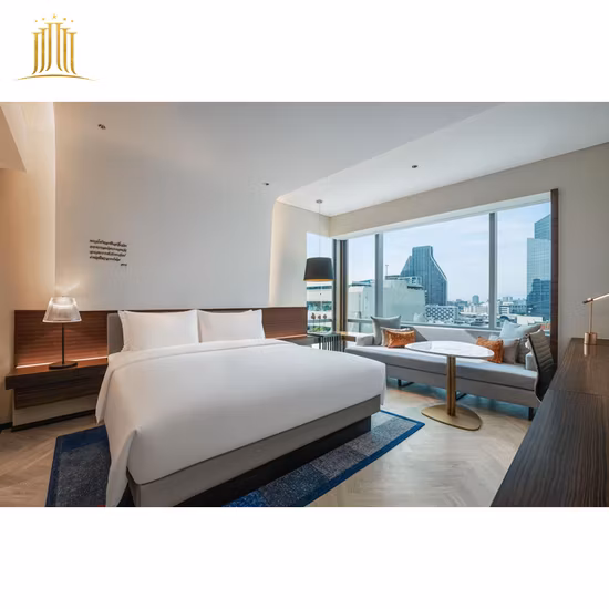 Dubai Luxury Hotel Bedroom Hospitality Furniture Guest Room Suite Wooden King Size Bed Sets Custom Modern 5 Star Hotel Furniture